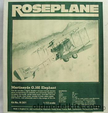 Roseplane 1/72 Martinsyde G.102 Elephant (G-102), R301 plastic model kit